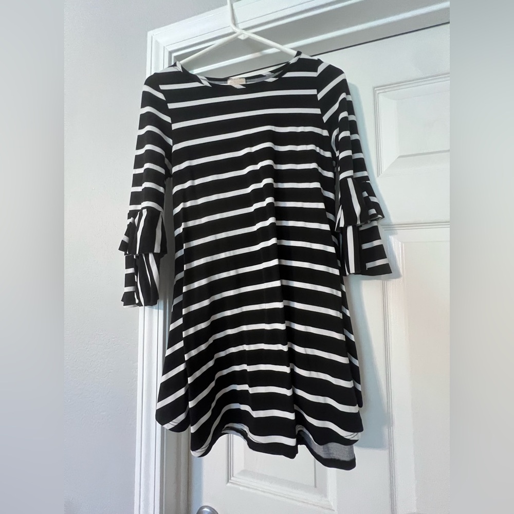 COPY - Zadie B’s Black and White Striped Shirt with Ruffle Sleeves